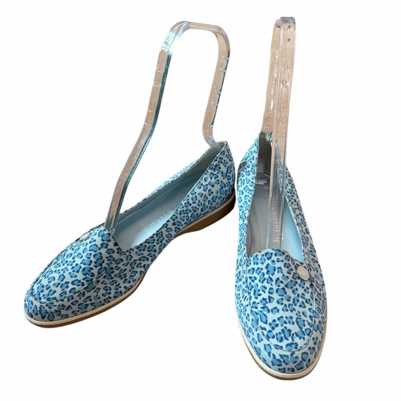 Bottega Veneta Shoes - Bottega Veneta Made in Italy Blue Leopard Fabric Slip On Loafers Women’s Sz 8
